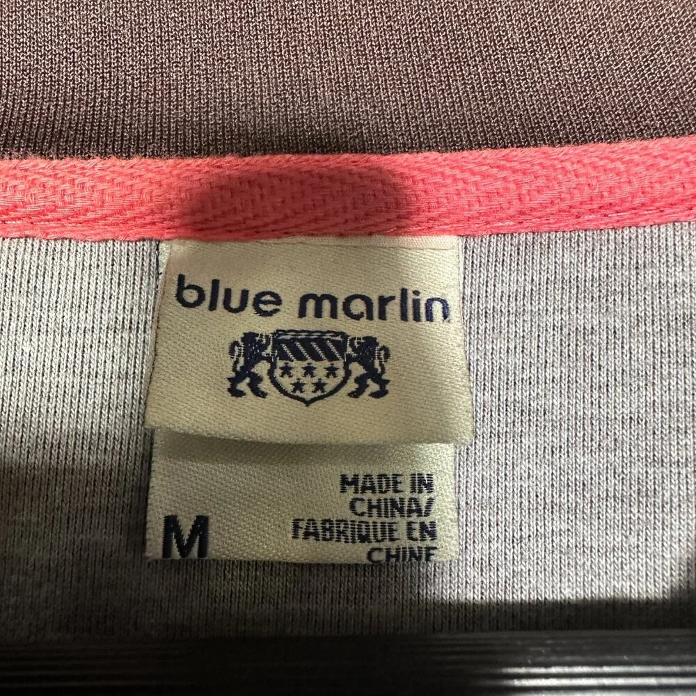 Vintage Blue Marlin SweatShirt Mens Medium Brown Full Zip Pockets Cotton Poly - Picture 7 of 10